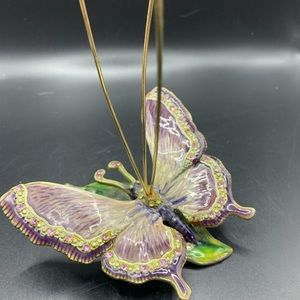 🦋SALE🦋Vintage Enamel Purple Butterfly Photo/Postcard Holder